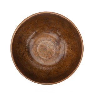 Tibetische Klangschale „Singing Bowl“ mit SCHRIFTZEICHEN Gravur von bodhi, ca. 520 g, Ø 14 cm